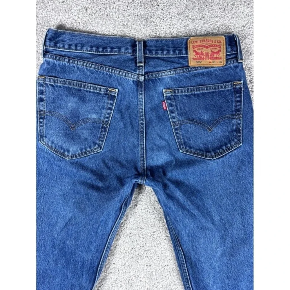 Levis 505‎ Mens Jeans W33 L32 Regular Fit Straight Leg Medium Wash Denim